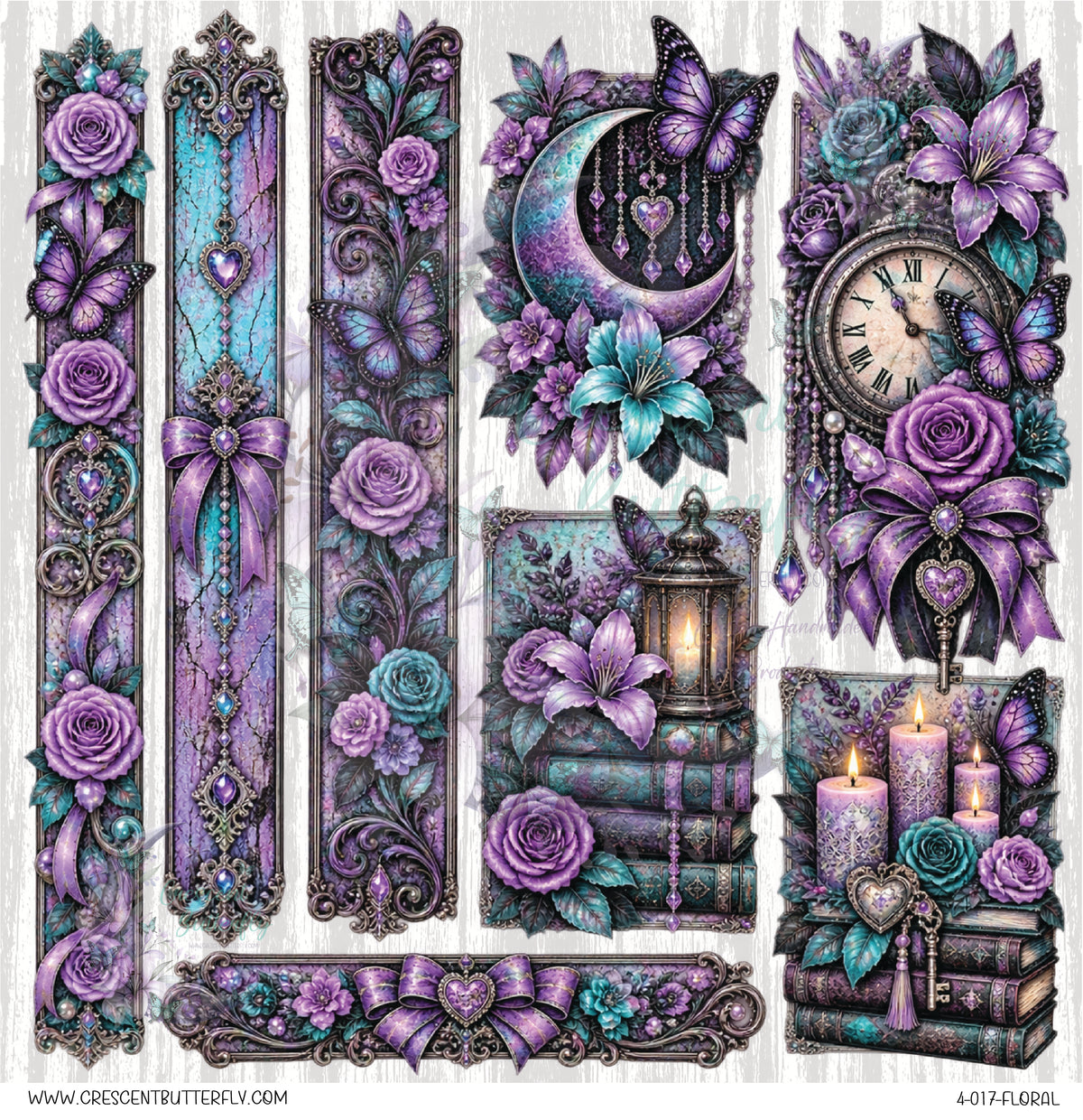 4-017-Floral 10x10 UV DTF Sheet