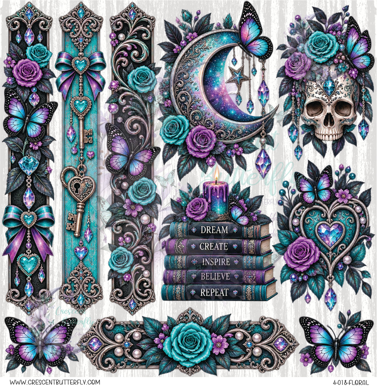 4-018-Floral 10x10 UV DTF Sheet