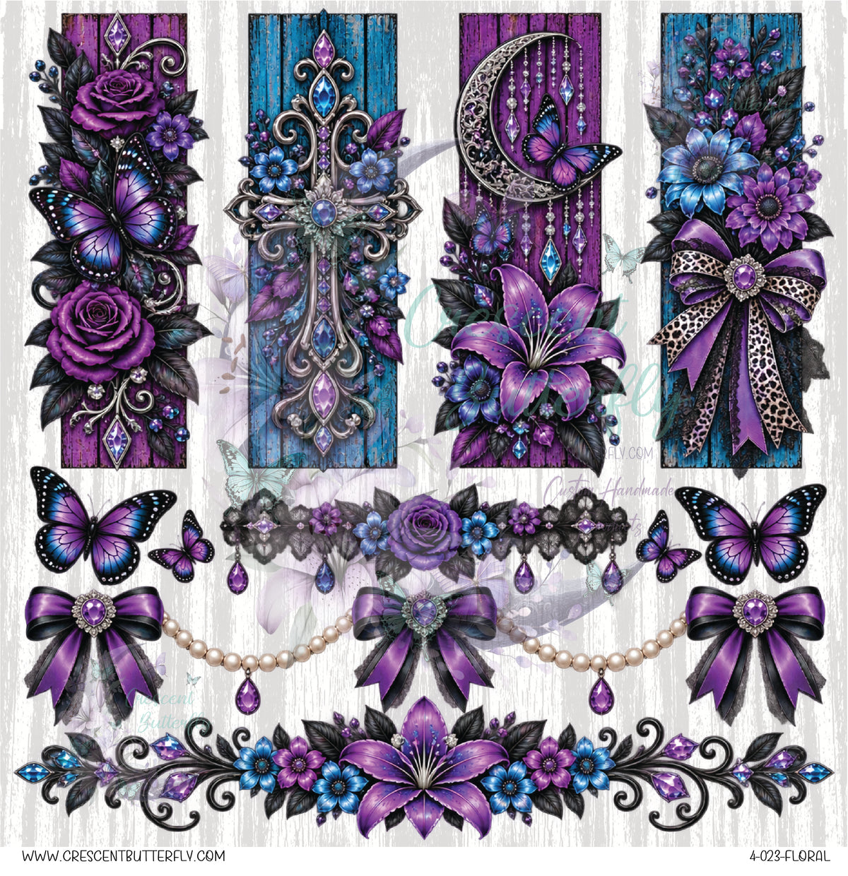 4-023-Floral 10x10 UV DTF Sheet