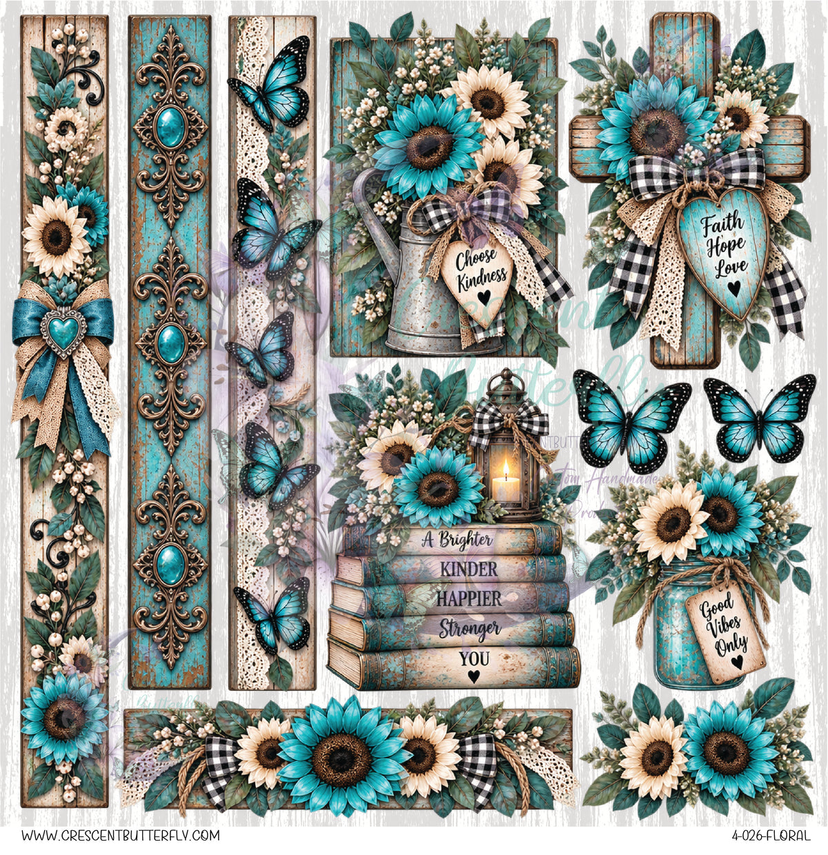 4-026-Floral 10x10 UV DTF Sheet