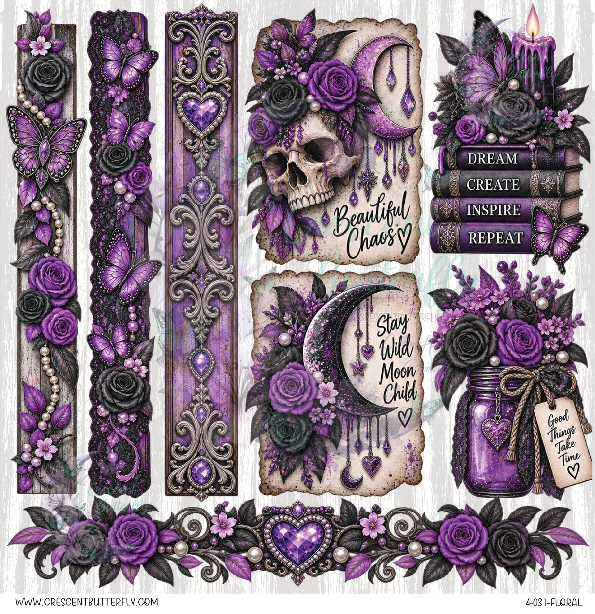4-031-Floral 10x10 UV DTF Sheet