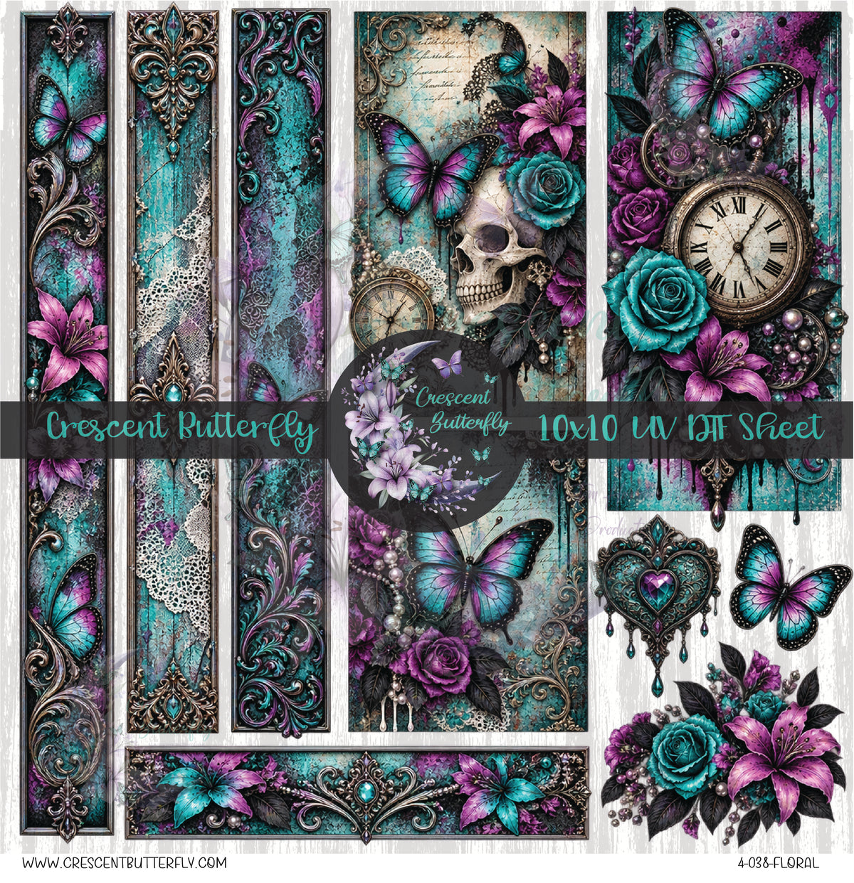 4-038-Floral 10x10 UV DTF Sheet