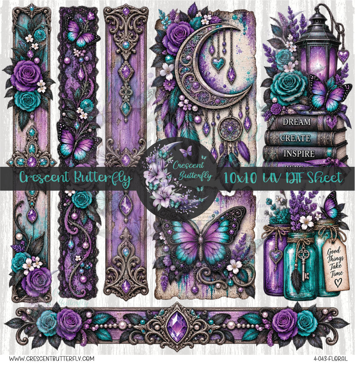 4-043-Floral 10x10 UV DTF Sheet