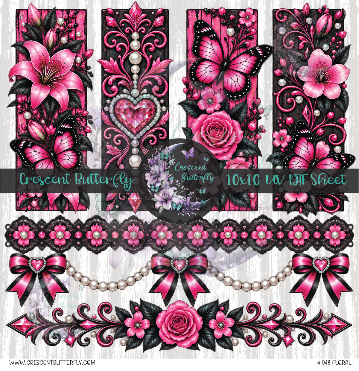 4-048-Floral 10x10 UV DTF Sheet