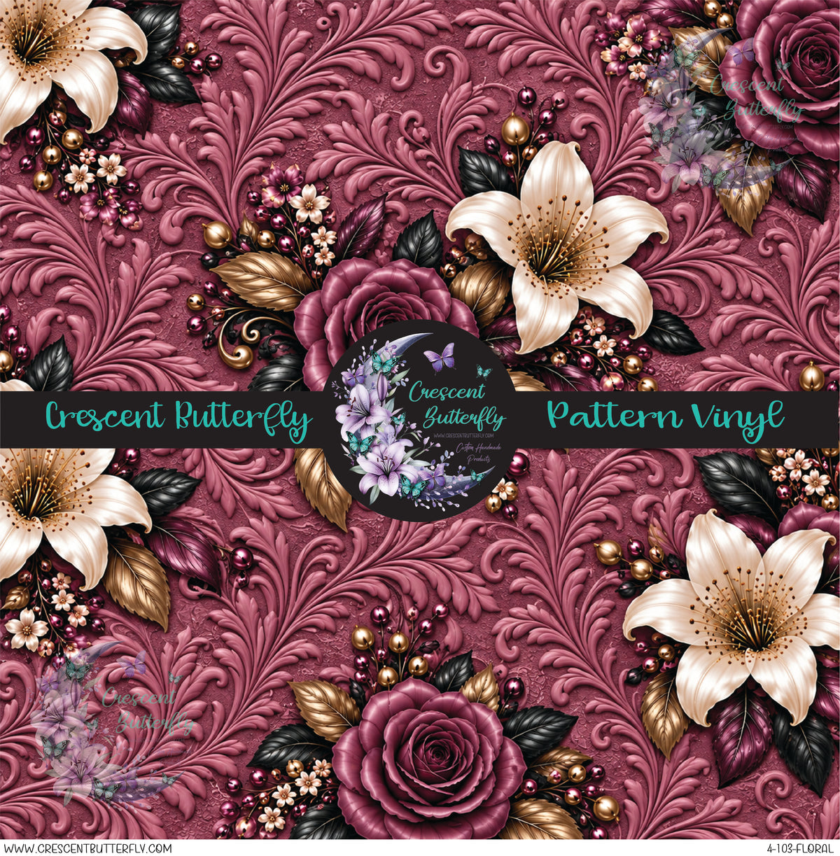 4-103-Floral Printed Vinyl Sheet/Wrap