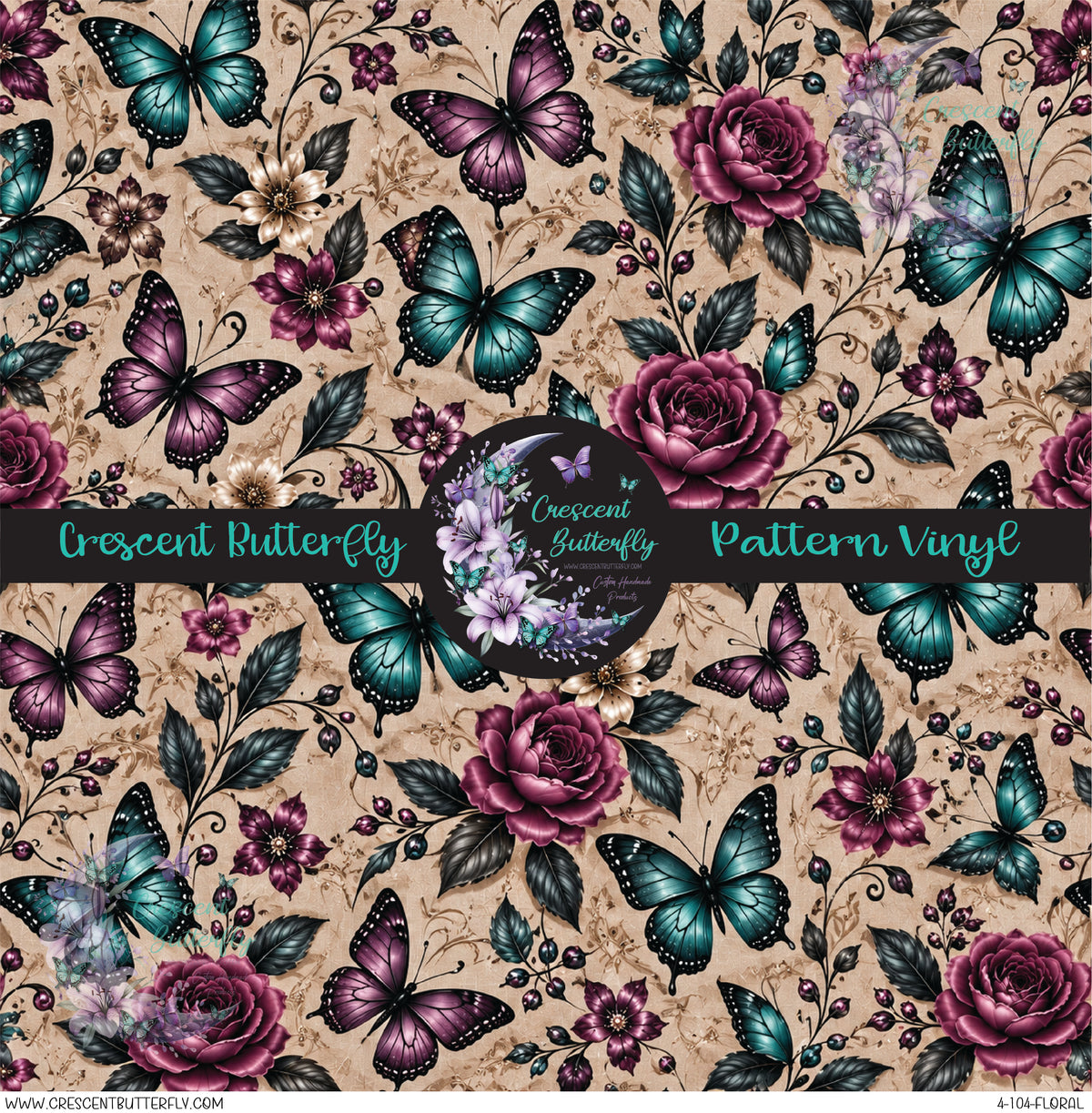 4-104-Floral Printed Vinyl Sheet/Wrap