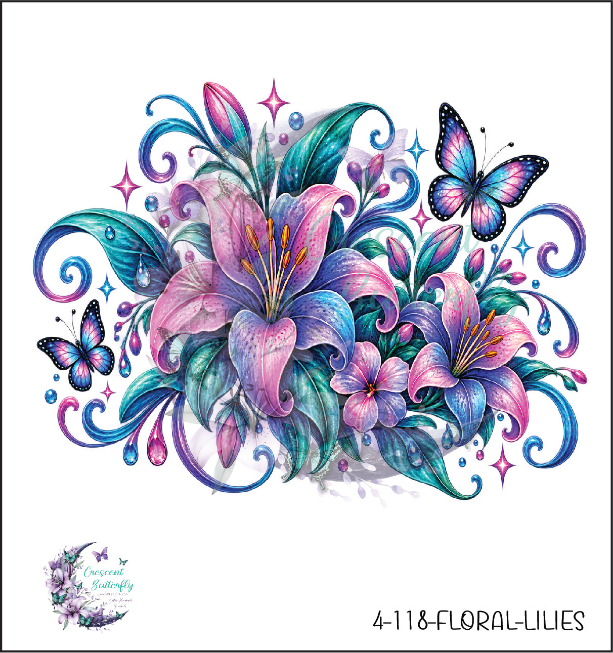 4-118-Floral-Lilies UV DTF Decal