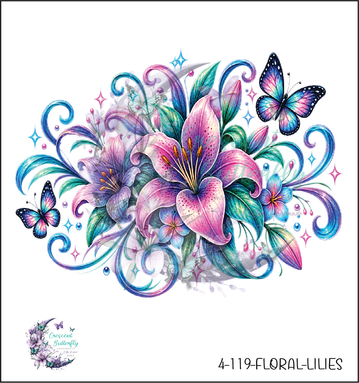 4-119-Floral-Lilies UV DTF Decal
