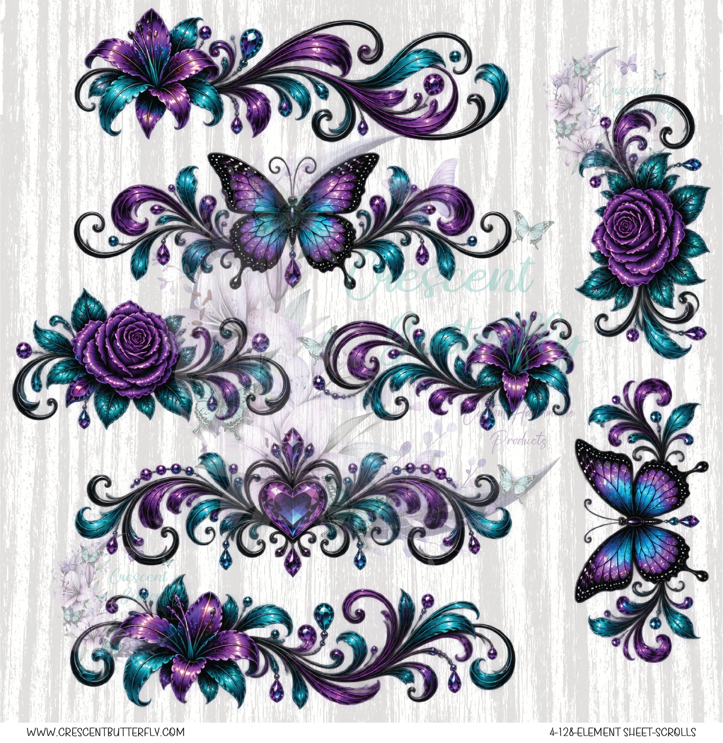 4-128-Element Sheet-Scrolls UV DTF
