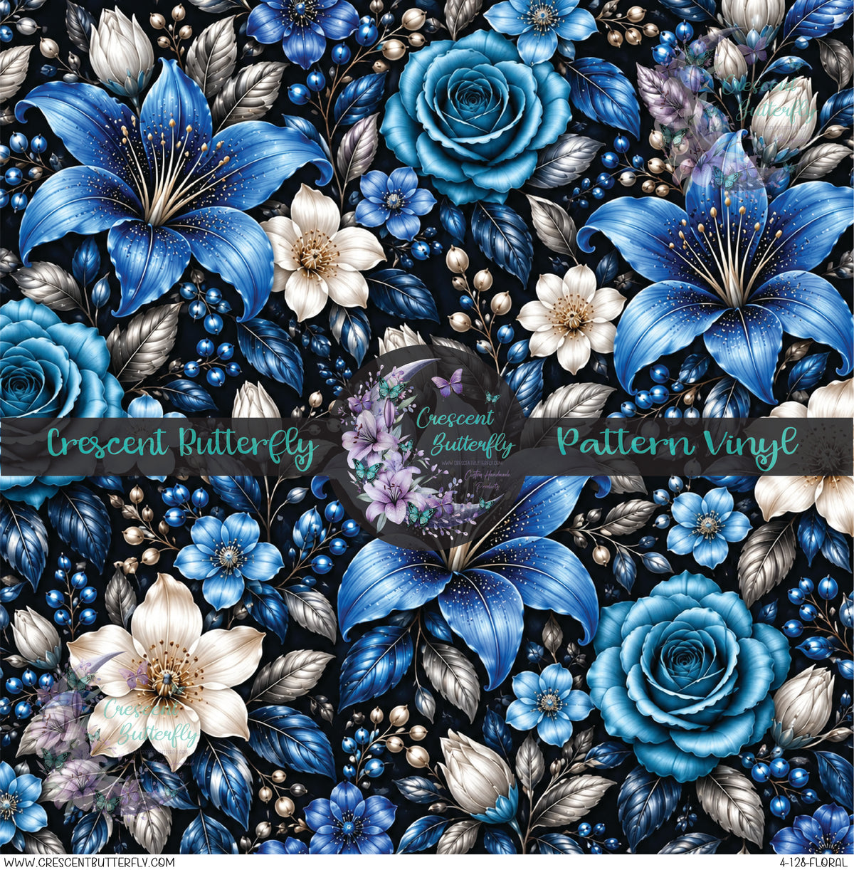 4-128-Floral Printed Vinyl Sheet/Wrap