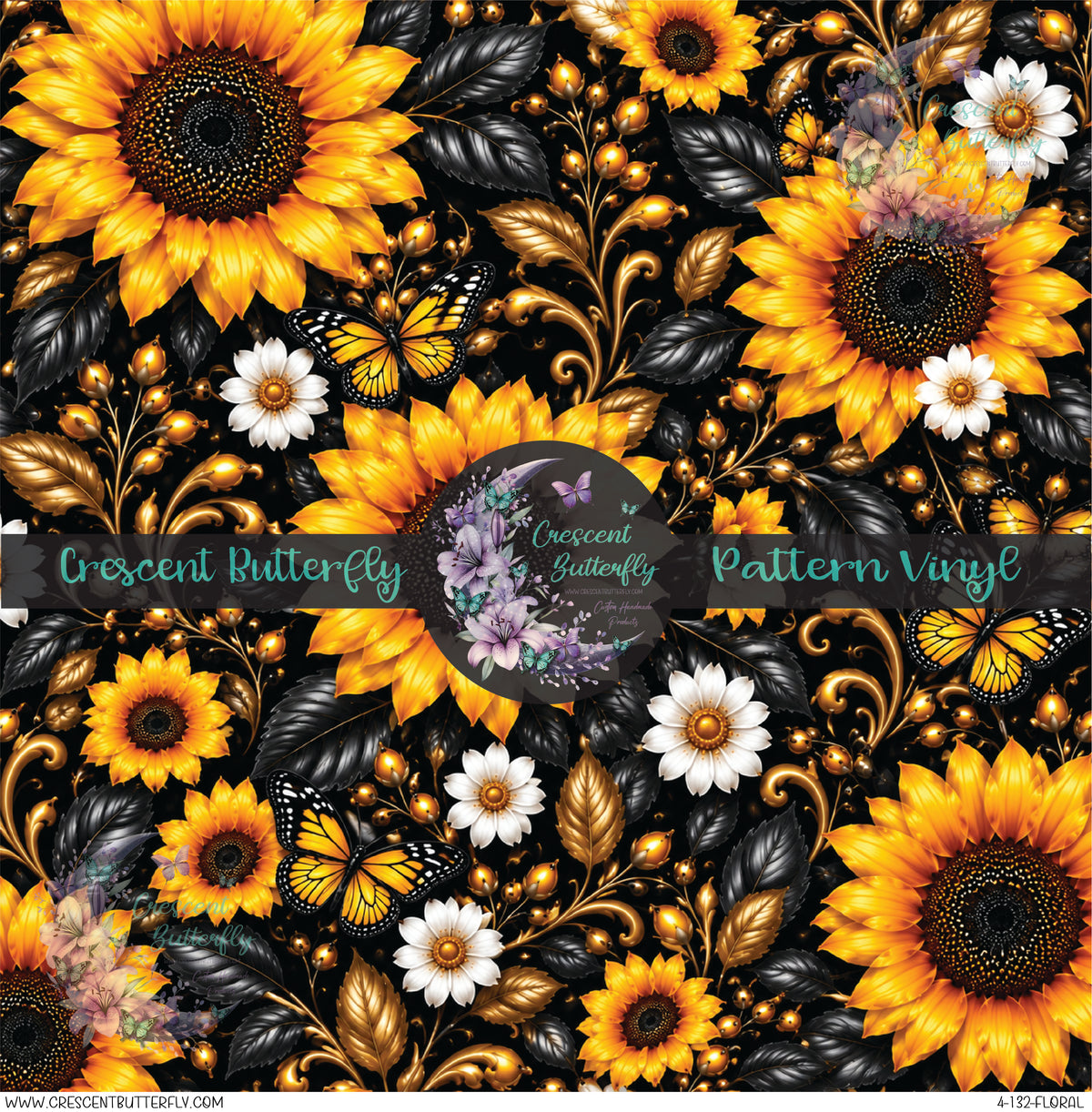 4-132-Floral Printed Vinyl Sheet/Wrap