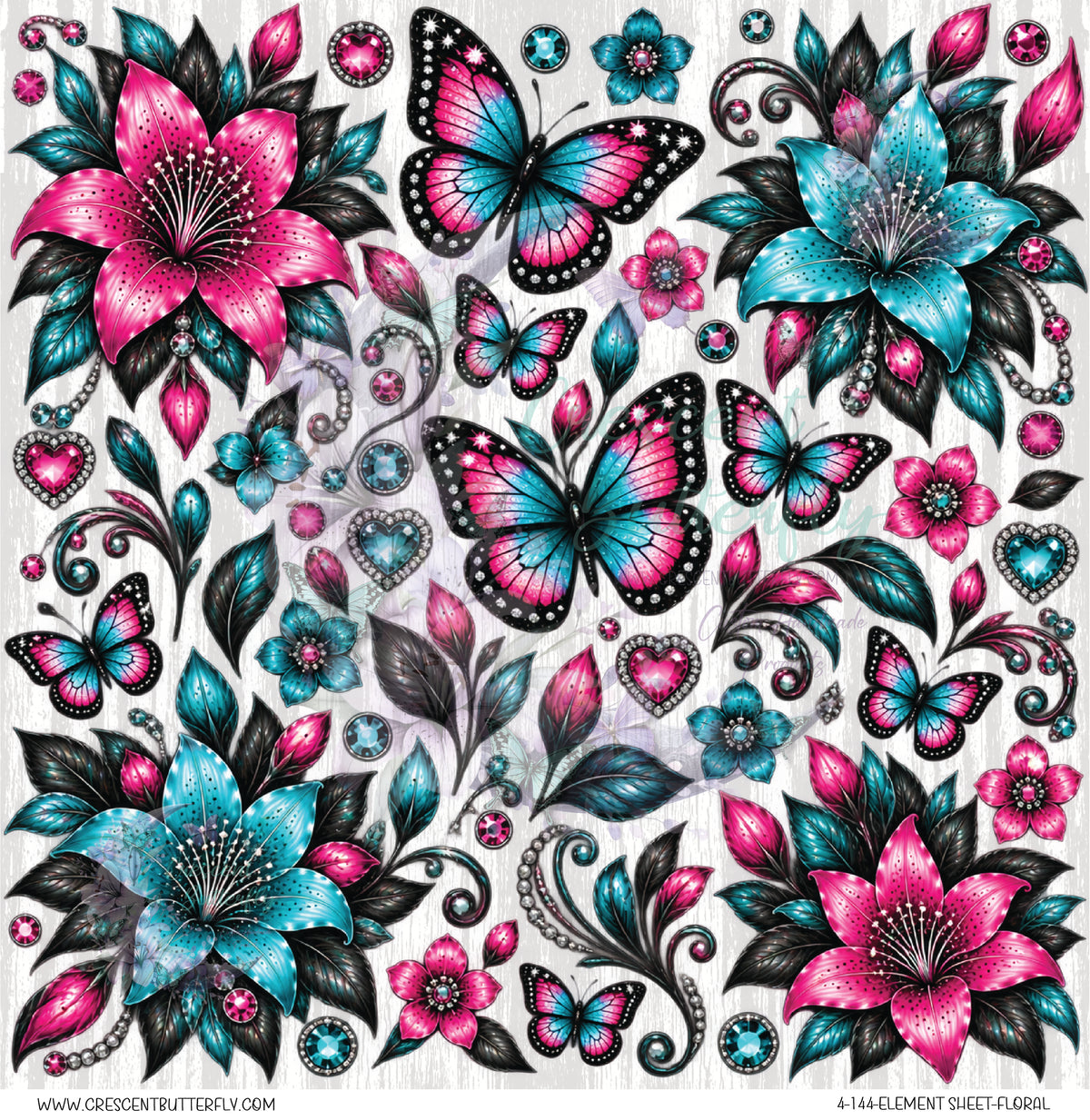 4-144-Element Sheet-Floral UV DTF