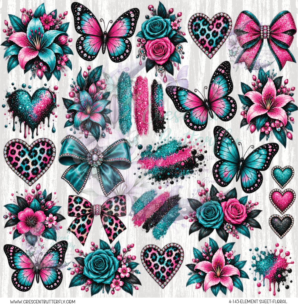 4-145-Element Sheet-Floral UV DTF