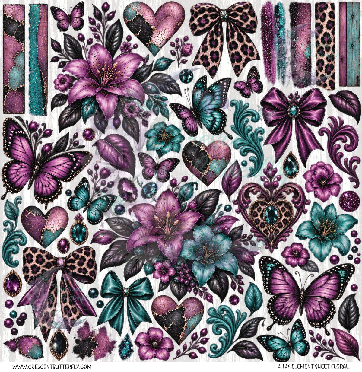 4-146-Element Sheet-Floral UV DTF