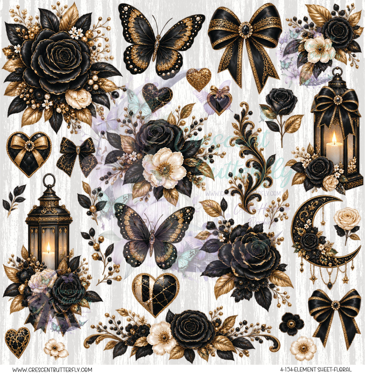 4-154-Element Sheet-Floral UV DTF
