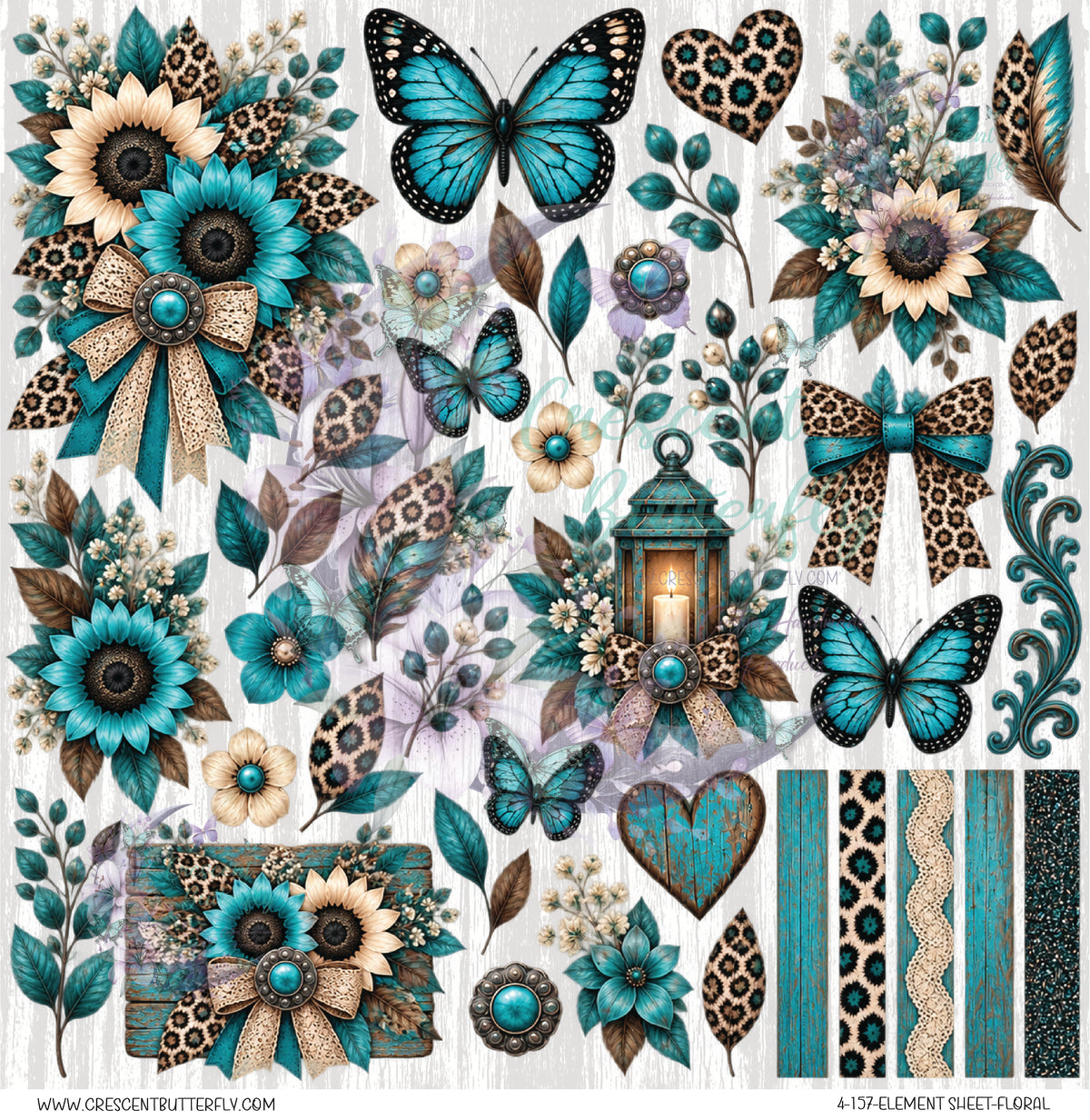 4-157-Element Sheet-Floral UV DTF