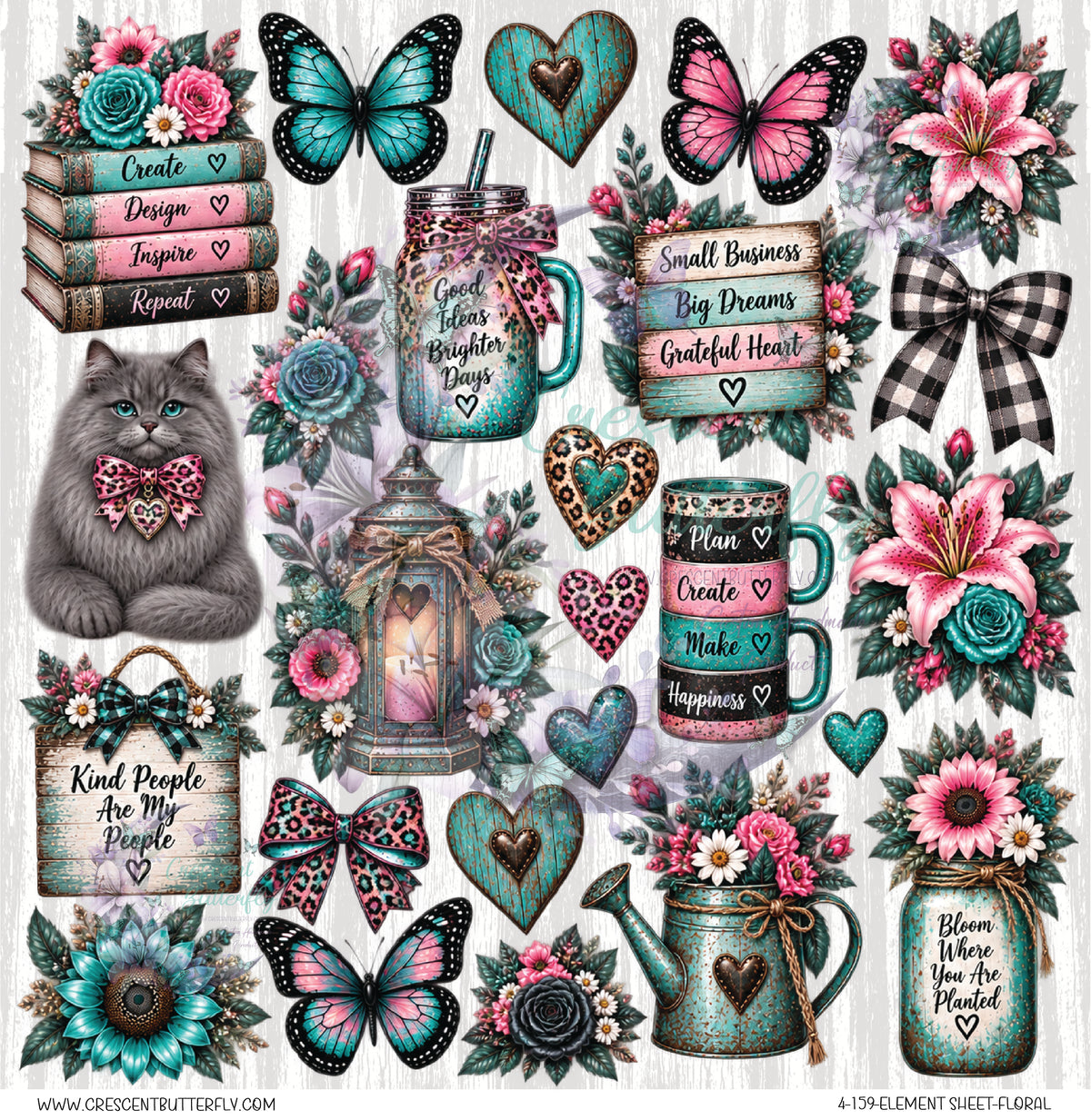 4-159-Element Sheet-Floral UV DTF