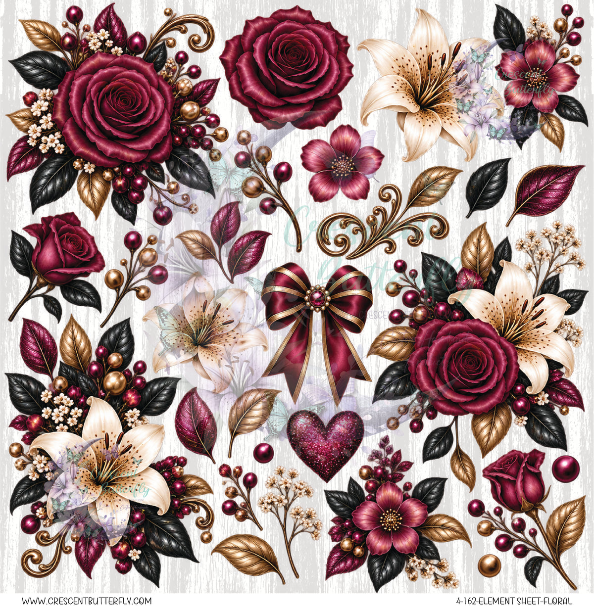 4-162-Element Sheet-Floral UV DTF
