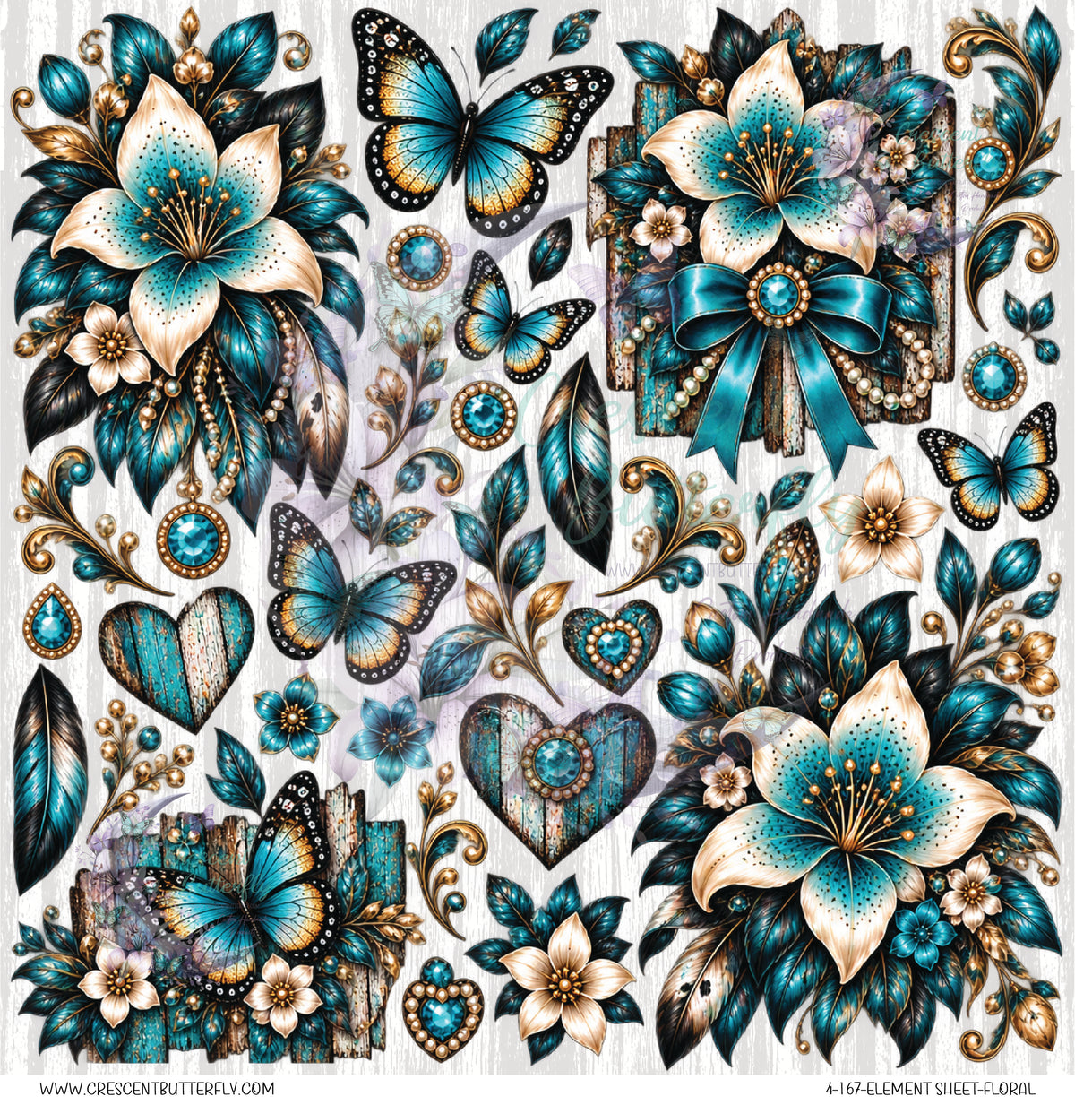 4-167-Element Sheet-Floral UV DTF
