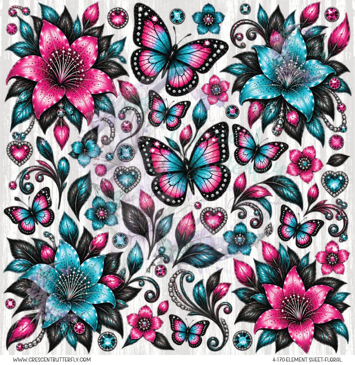 4-170-Element Sheet-Floral UV DTF