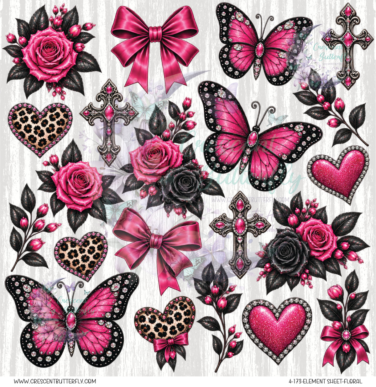 4-173-Element Sheet-Floral UV DTF