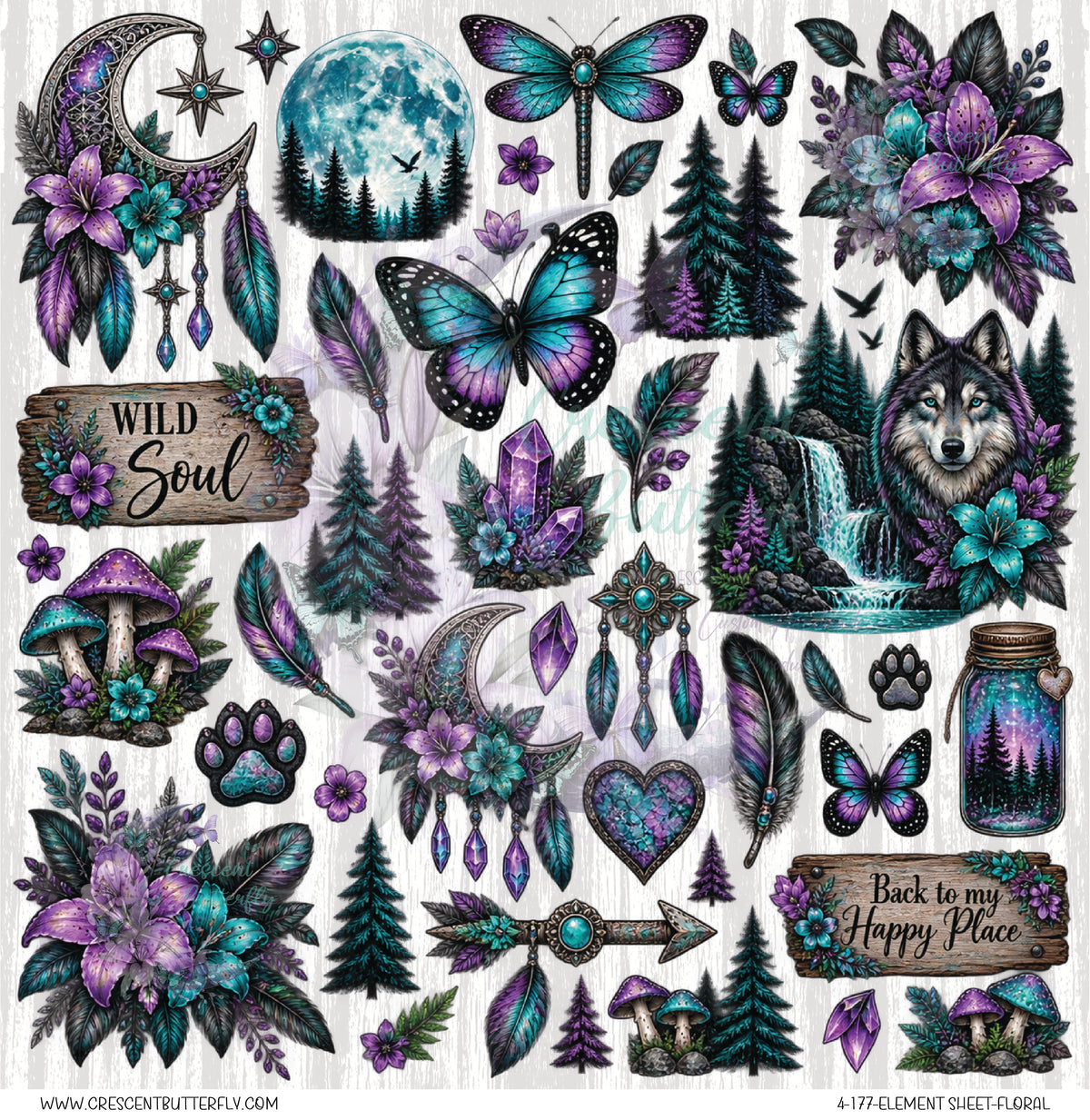 4-177-Element Sheet-Floral UV DTF