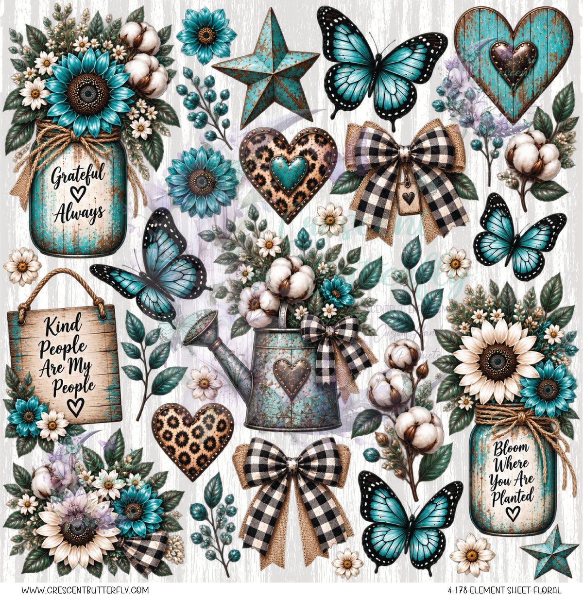 4-178-Element Sheet-Floral UV DTF