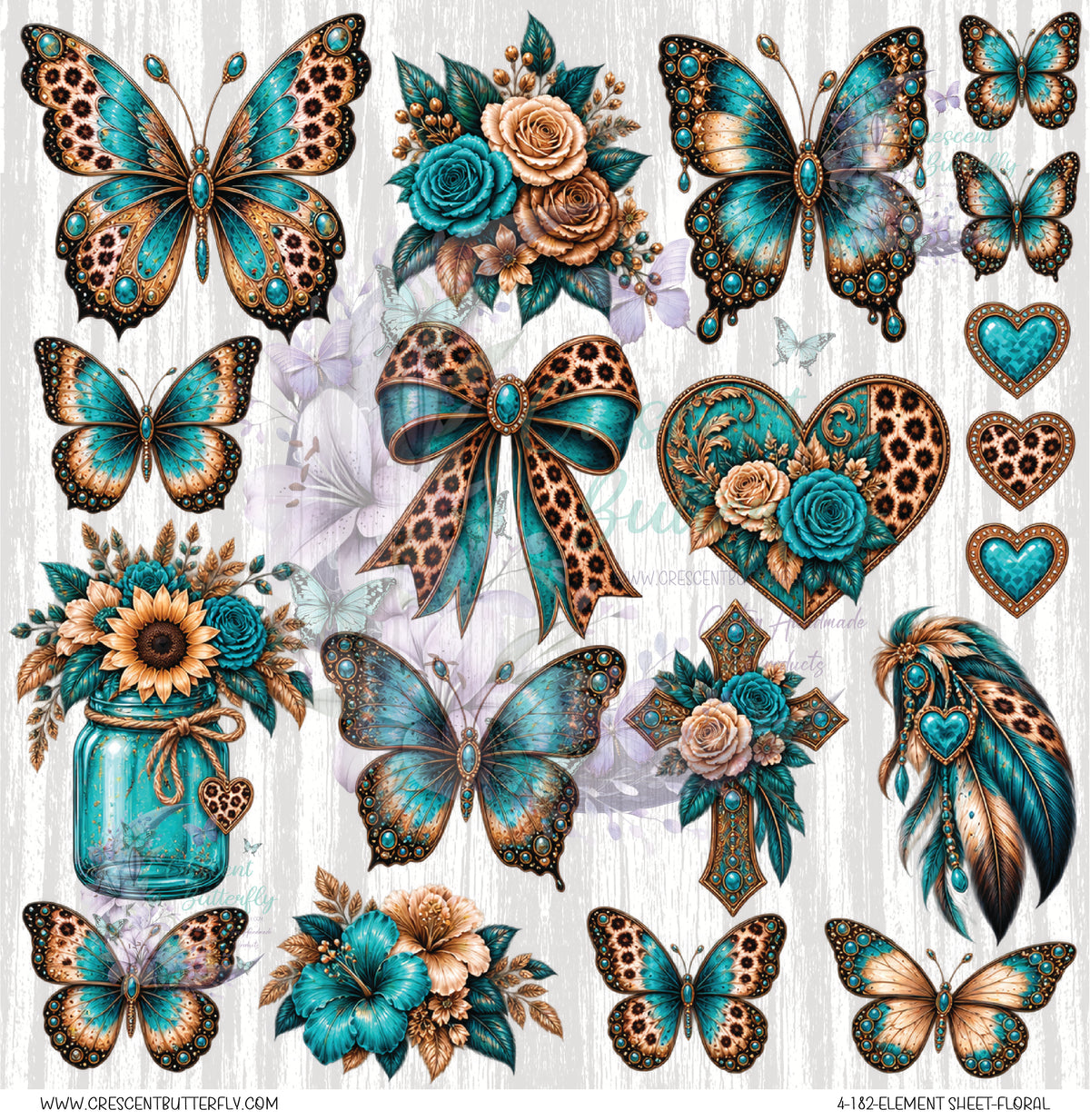 4-182-Element Sheet-Floral UV DTF