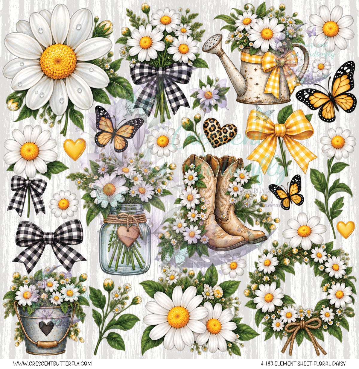 4-185-Element Sheet-Floral Daisy UV DTF