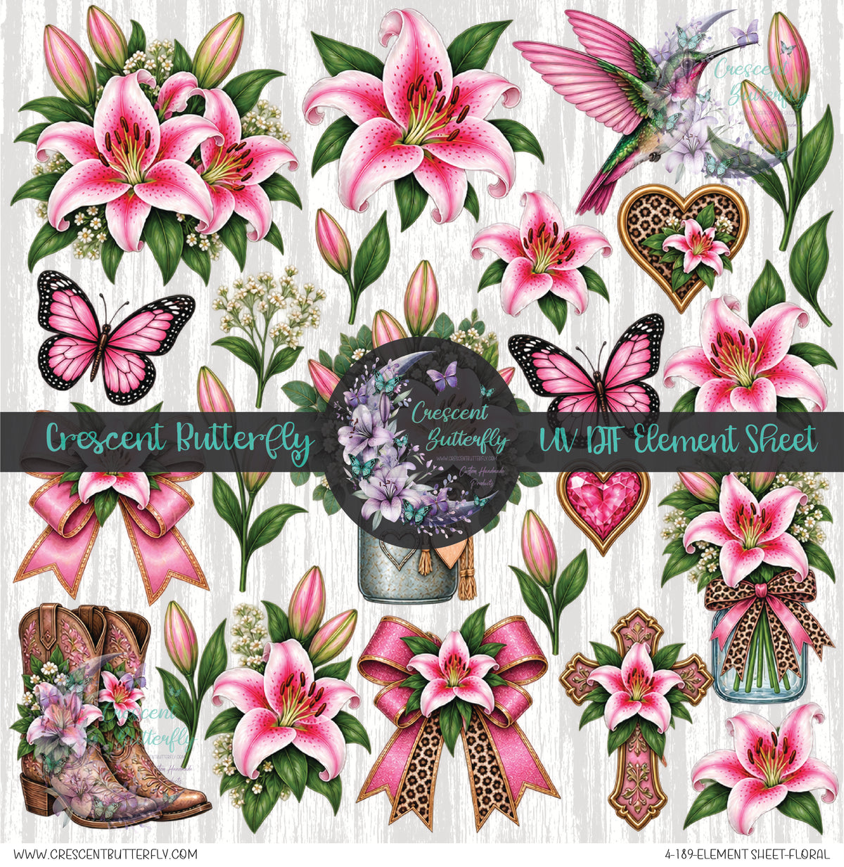 4-189-Element Sheet-Floral UV DTF