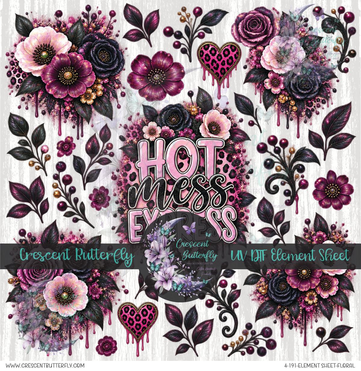 4-191-Element Sheet-Floral UV DTF