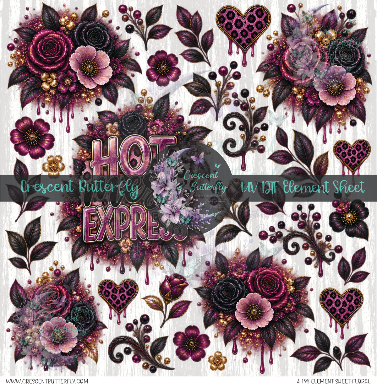 4-193-Element Sheet-Floral UV DTF