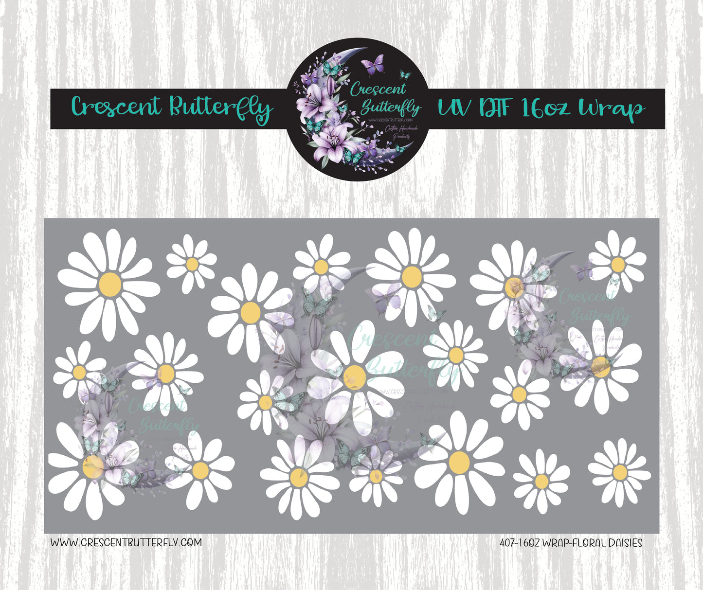 407-16oz Wrap-Floral Daisies UV DTF