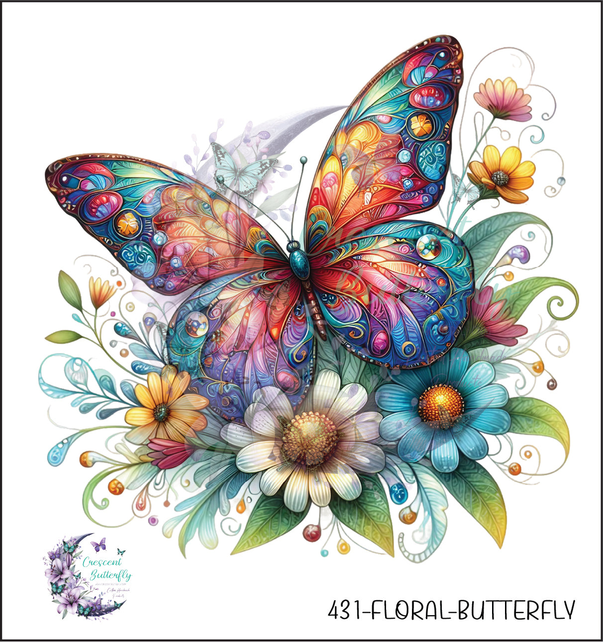 431-Floral-Butterfly UV DTF Decal