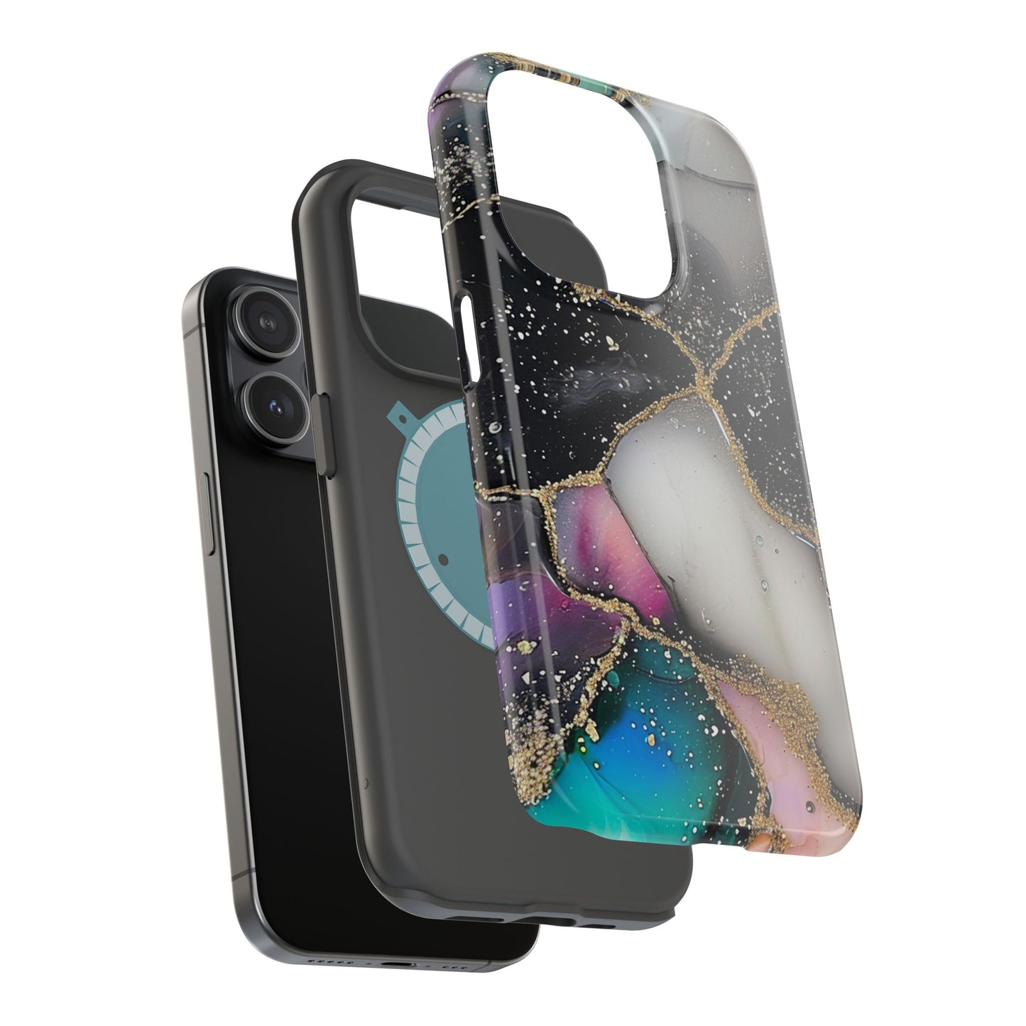 Black Glitter Alcohol Ink 6 -Magnetic Tough Cases