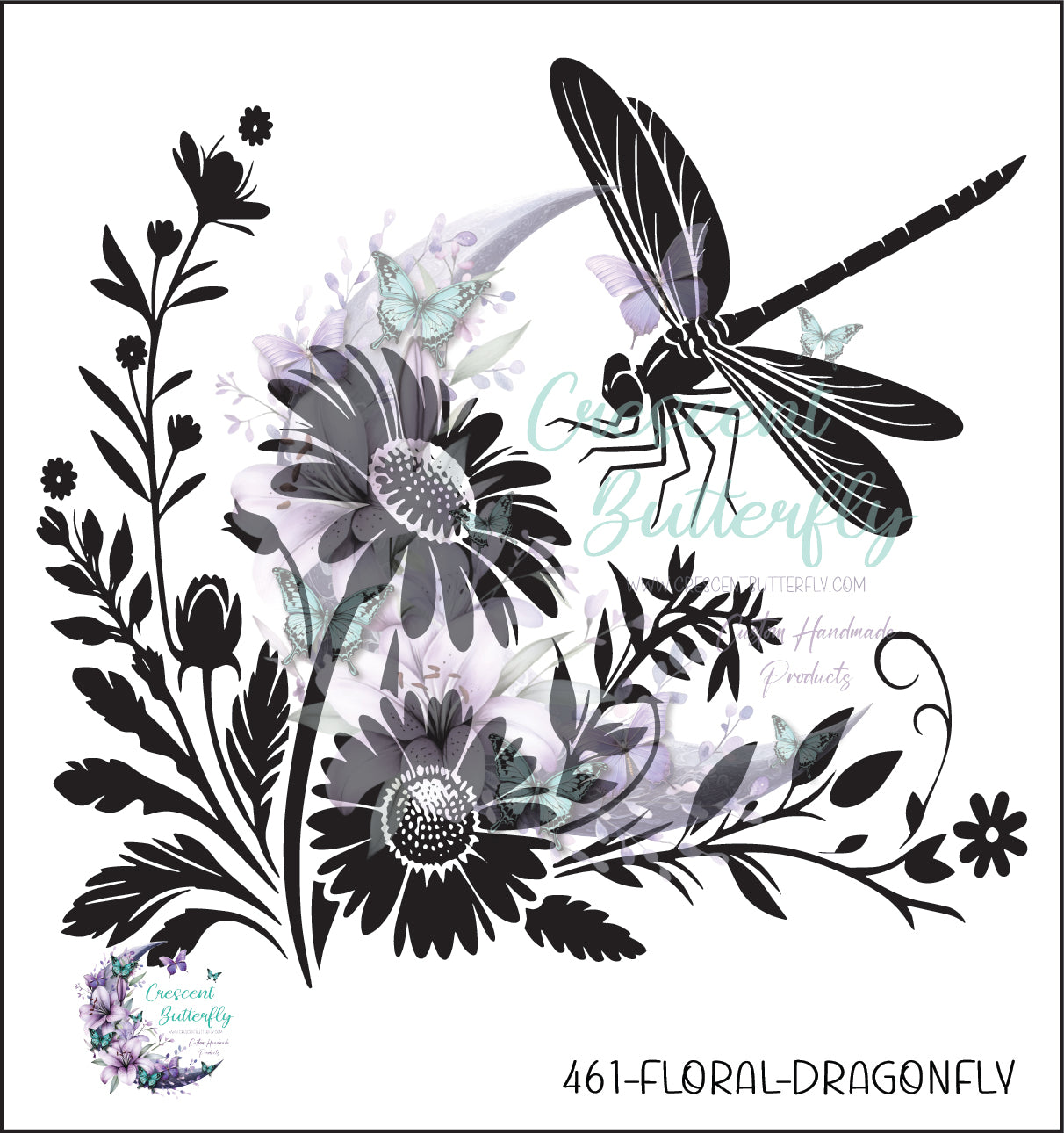 461-Floral-Dragonfly UV DTF Decal