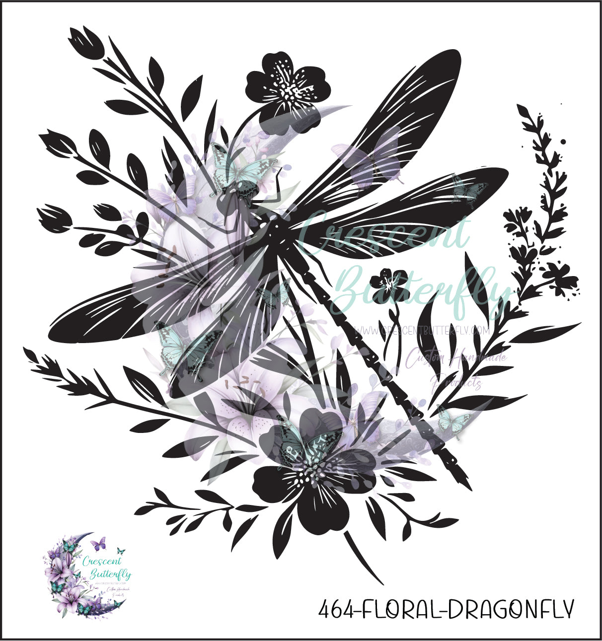 464-Floral-Dragonfly UV DTF Decal