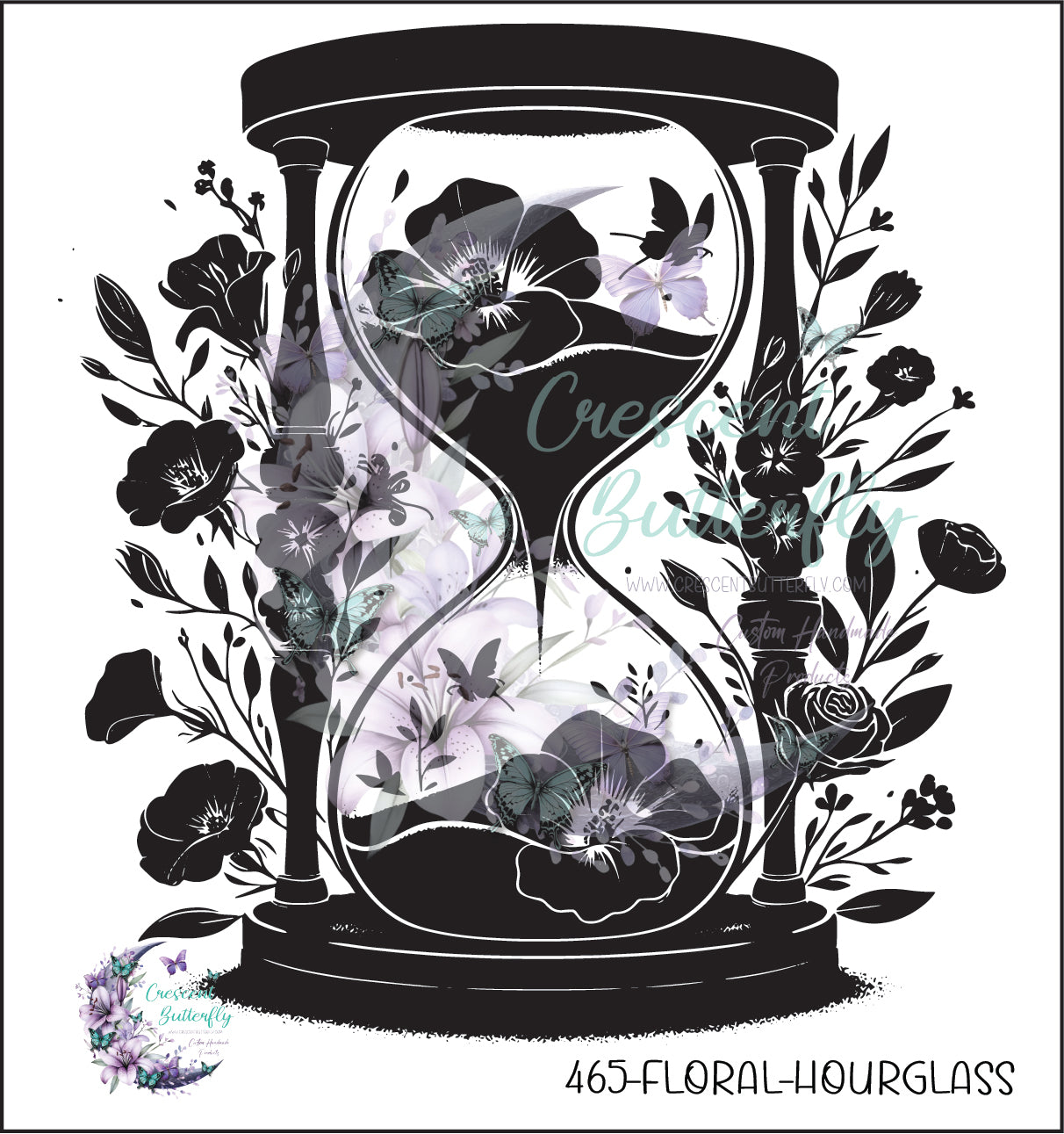 465-Floral-Hourglass UV DTF Decal
