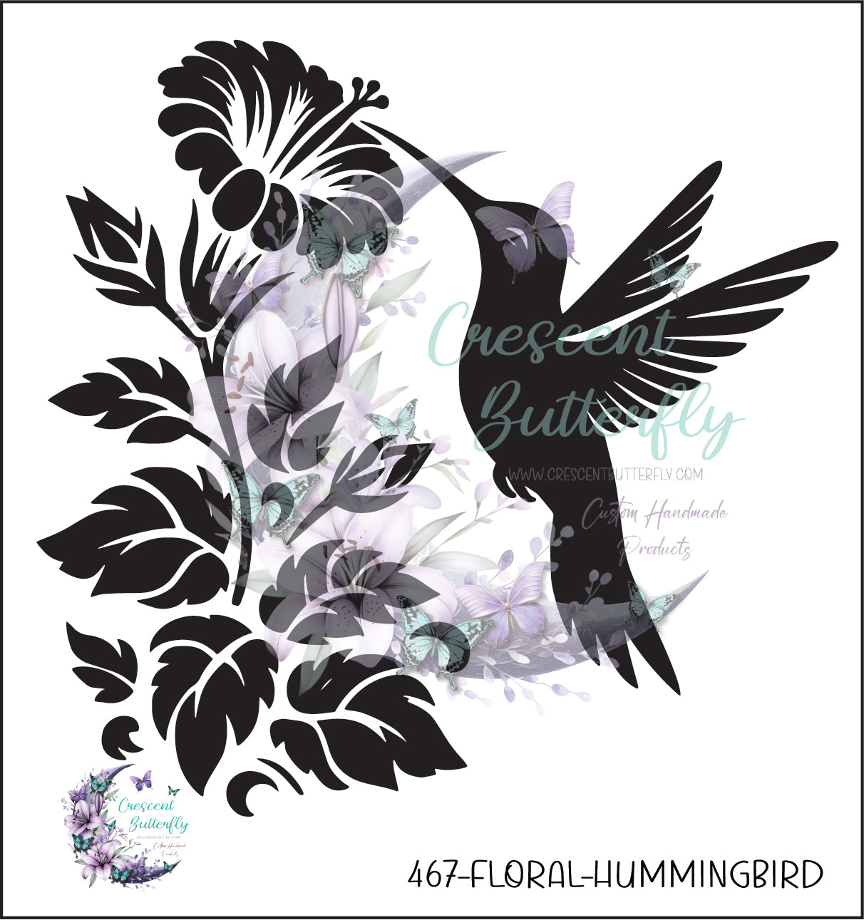 467-Floral-Hummingbird UV DTF Decal