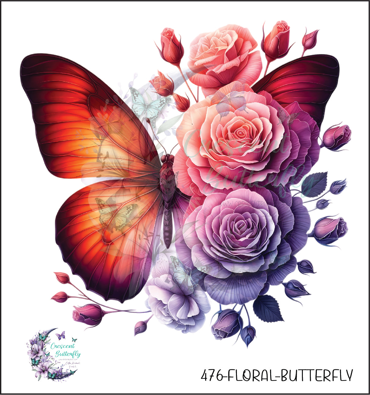 476-Floral-Butterfly UV DTF Decal
