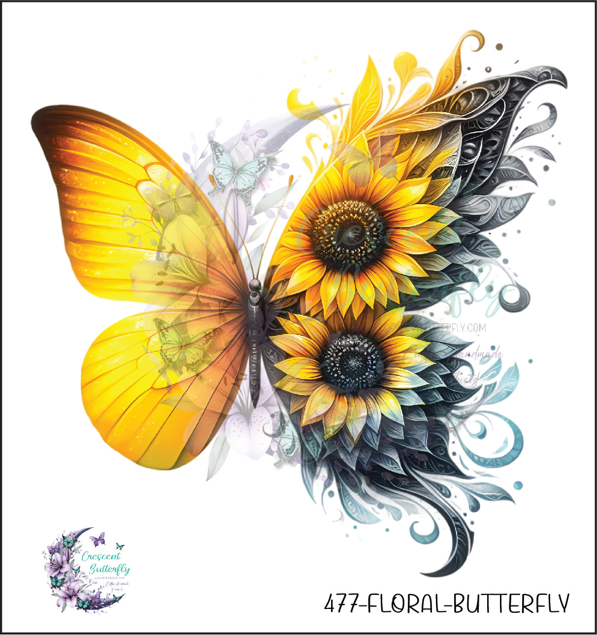 477-Floral-Butterfly UV DTF Decal
