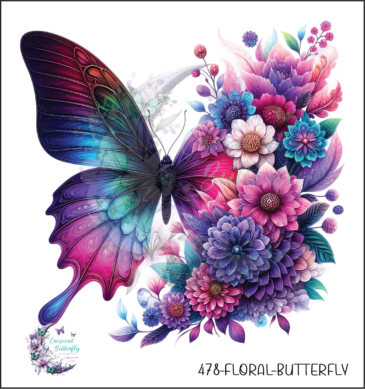 478-Floral-Butterfly UV DTF Decal