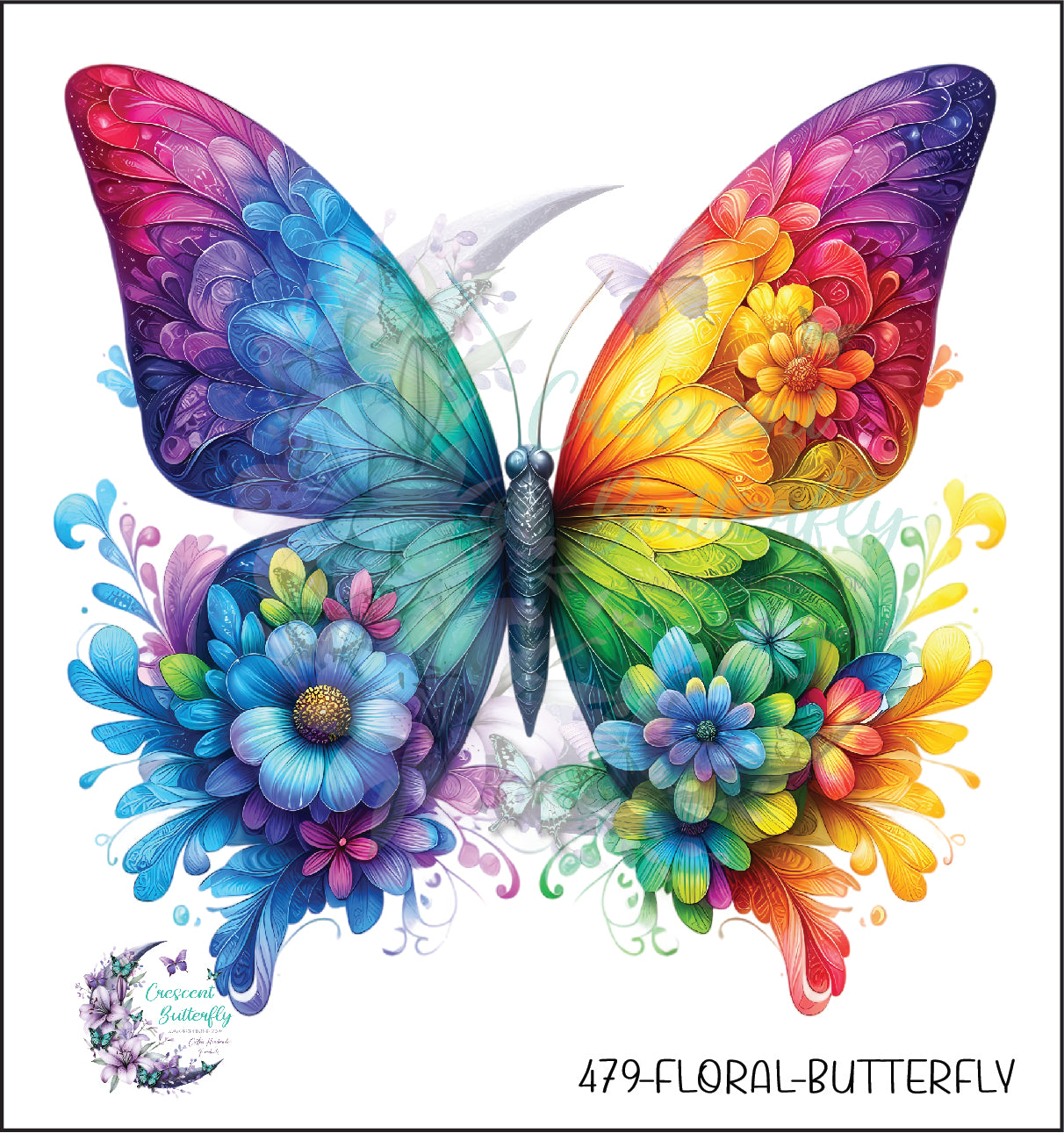 479-Floral-Butterfly UV DTF Decal