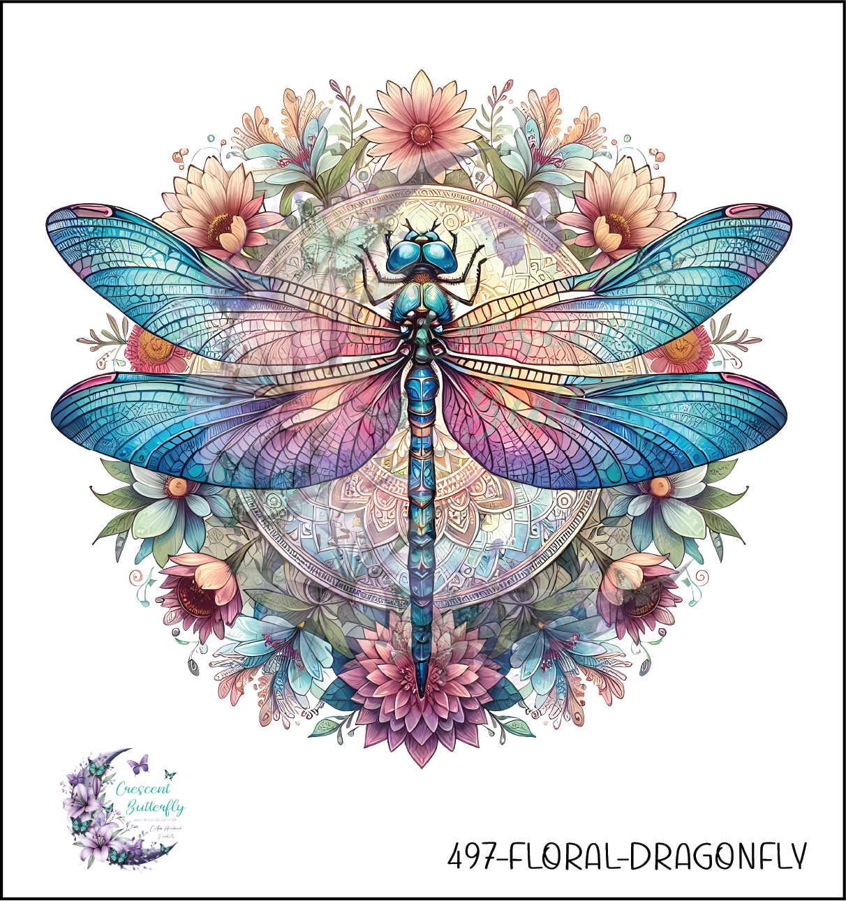 497-Floral-Dragonfly UV DTF Decal