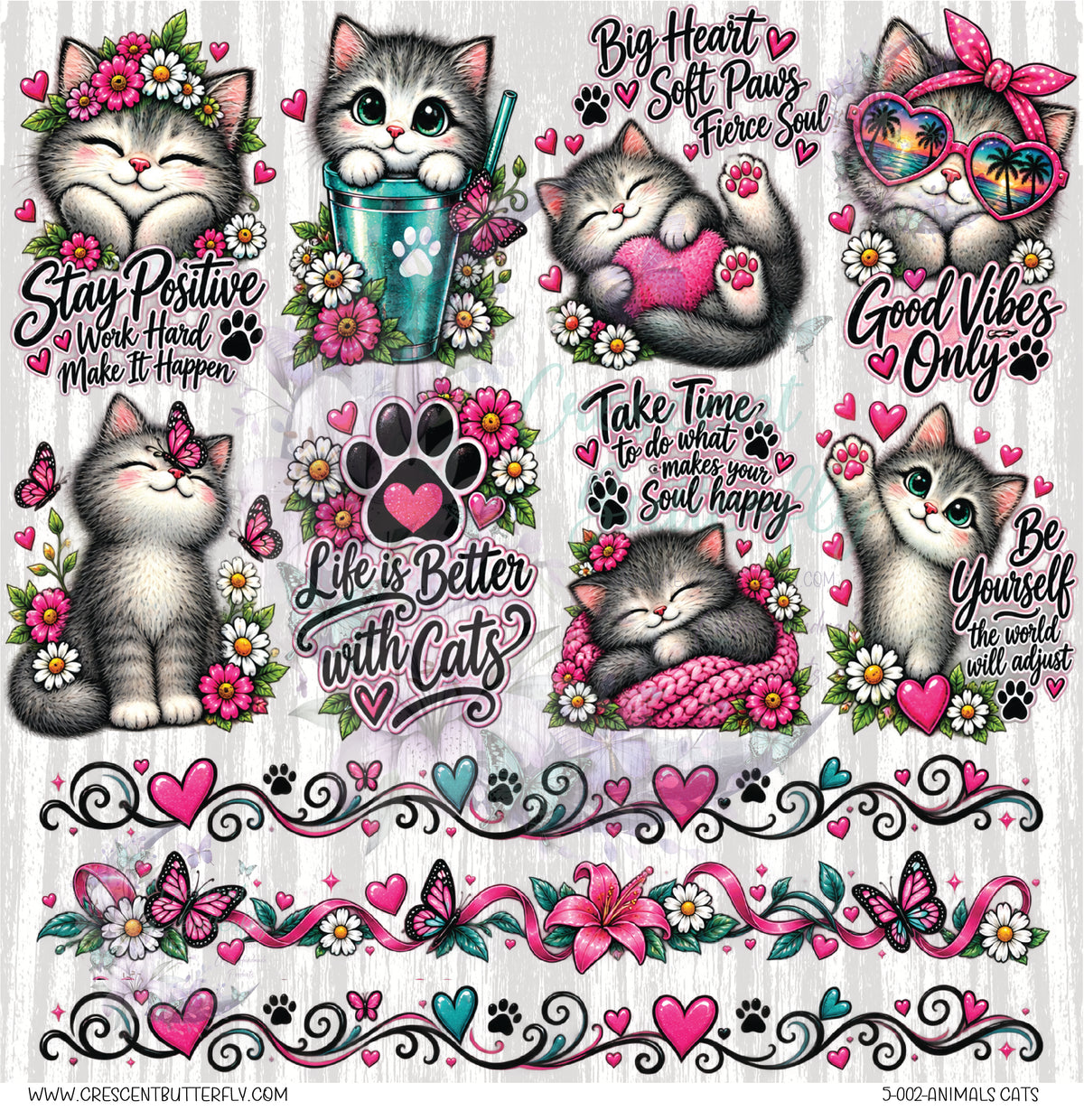 5-002-Animals Cats 10x10 UV DTF Sheet