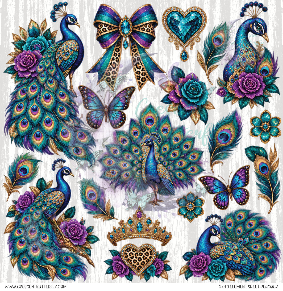 5-010-Element Sheet-Peacock UV DTF
