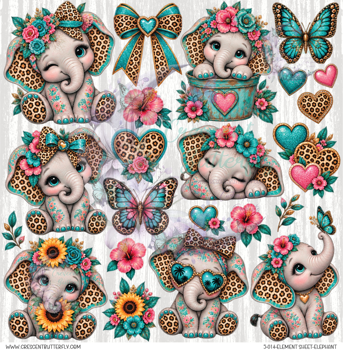 5-014-Element Sheet-Elephant UV DTF