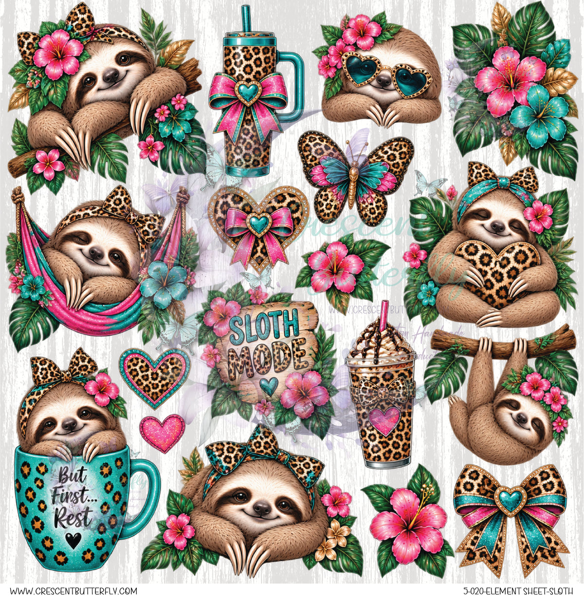 5-020-Element Sheet-Sloth UV DTF