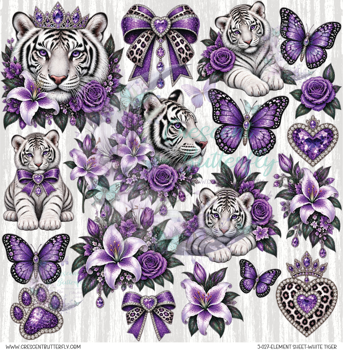 5-027-Element Sheet-White Tiger UV DTF