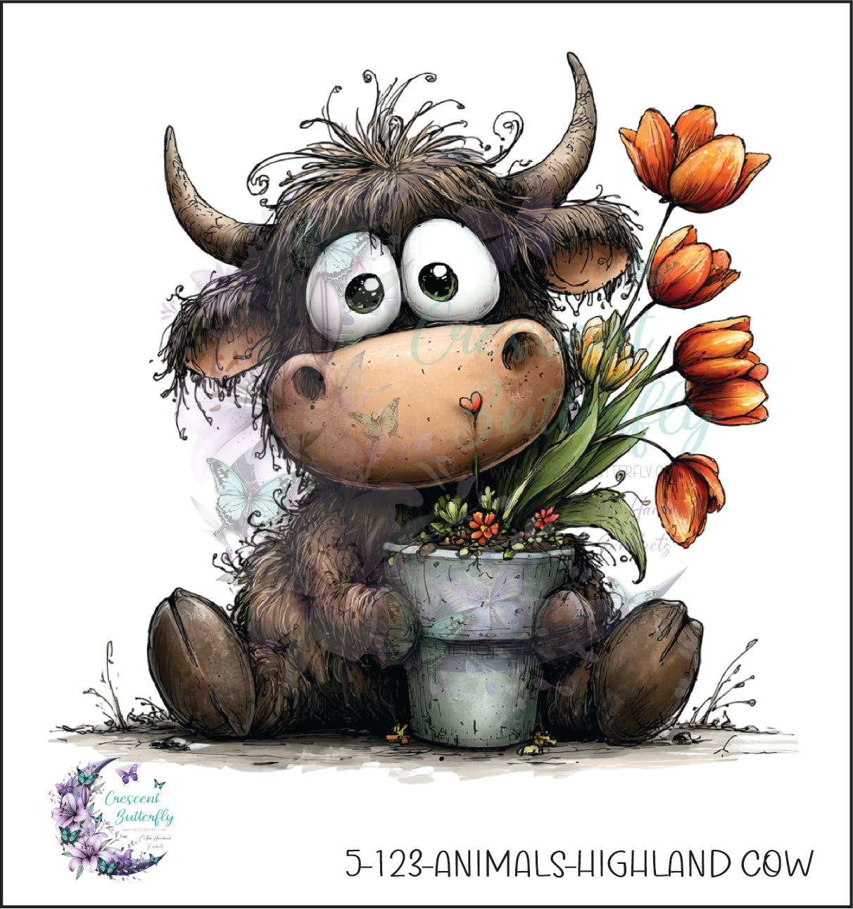 5-123-Animals-Highland Cow UV DTF Decal